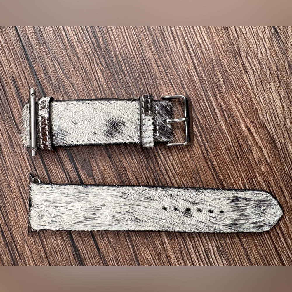 Cowhide Watch Band in Black and White